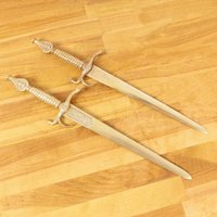 2 Briefumschlagmesser/Papiermesser Brieföffner || Vintage Messing Massiv Zweier Set von UKAmobile
