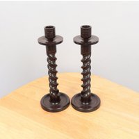 2 Kerzenhalter/Aus Kunststoff || Vintage Paar Bakelit Twist Schlichtes Design Runde Basis 2 Kerzenhalter/Aus Kunststoff || Vintage Paar Bakelit Twist Schlichtes Design Runde Basis von UKAmobile