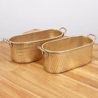 2 Ovale Behälter/Blumentöpfe Pflanzgefäße Körbe || Vintage Messing Massiv Schlichtes Design Henkel 2 Ovale Behälter/Blumentöpfe Pflanzgefäße Körbe || Vintage Messing Massiv Schlichtes Design Henkel von UKAmobile