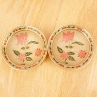 2 Schalen/Teller/Tabletts/Geschirr || Vintage Massiv Messing Und Emaille Florales Design - Rosa Blume Zweier Set 2 Schalen/Teller/Tabletts/Geschirr || Vintage Massiv Messing Und Emaille Florales Design - Rosa Blume Zweier Set von UKAmobile