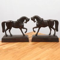 2 Schwere Türstopper/Buchstützen Kamindekore - Pferde Design || Antikes Metall Groß Und Schwer Zweier Set von UKAmobile