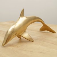 Delfin Figur/Fisch Skulptur || Vintage Massiv Messing Springender von UKAmobile