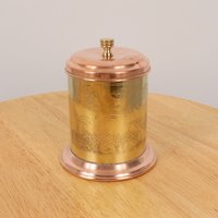 Glas/Box/Behälter Mit Deckel || Tea Time Hohe Qualität Vintage Kupfer Und Messing von UKAmobile