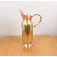 Großer Krug/Vase || Vintage Handgemachte Gehämmerte Kanne Aus Messing Und Kupfer Gemarkt 501 Mit Einem Griff von UKAmobile