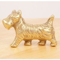 Hunde Skulptur - Scottish Terrier || Vintage Statue Metalllegierung Figur Miniatur Statuette Kleiner Messing Hund von UKAmobile