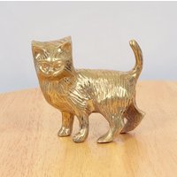 Katzen Skulptur/Kätzchen Figur || Vintage Messing Massiv von UKAmobile