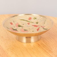 Schale/Tablett Teller || Vintage Massives Messing Florales Design von UKAmobile