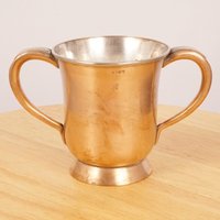 Vase/Kelch Trophäe Pint-Becher Mit Zwei Henkeln || Vintage Kupfer Metalllegierung 2 Henkel Versilbertes Futter Innen von UKAmobile