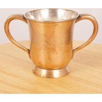 Vase/Kelch Trophäe Pint-Becher Mit Zwei Henkeln || Vintage Kupfer Metalllegierung 2 Henkel Versilbertes Futter Innen von UKAmobile