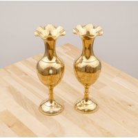 Vasen-Set || Blumenmuster Vintage Messing Massiv Zwei 2 Vasen-Set || Blumenmuster Vintage Messing Massiv Zwei 2 von UKAmobile