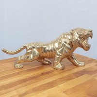 Vintage Messing Tiger Skulptur/statue Figur || Massiver Wilde Katze Löwe von UKAmobile