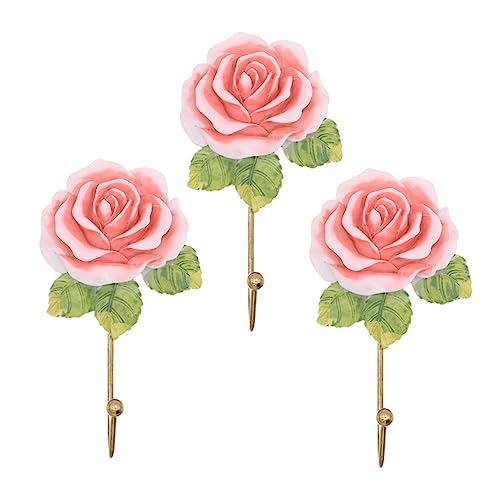 UKCOCO 1 Satz Rosen Haken Hochwertigem Multifunktionale Wandhaken Für Kleidung Schlüssel Und Handtaschen Dekorative Wandmontage Für Kleine Räume 3 Stück von UKCOCO