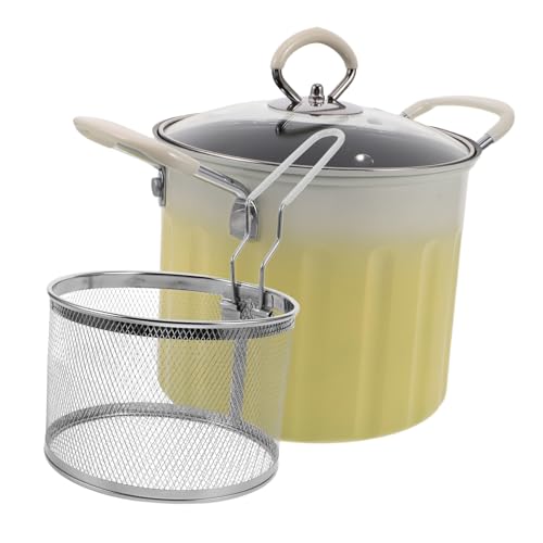 UKCOCO 1 Satz Tempura Fritteuse aus Gusseisen mit Deckel und Sieb Multifunktionale Fritteuse für Induktions und Gasherde für Fisch Garnelen Hühnchen und Pommes Frites von UKCOCO