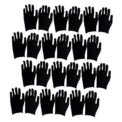 UKCOCO 12 Paare Schwarze Baumwollhandschuhe Hand und Arbeitsschutz für Gartenarbeiten Vielseitig Einsetzbar Schützend gegen Schnitte und Verletzungen von UKCOCO