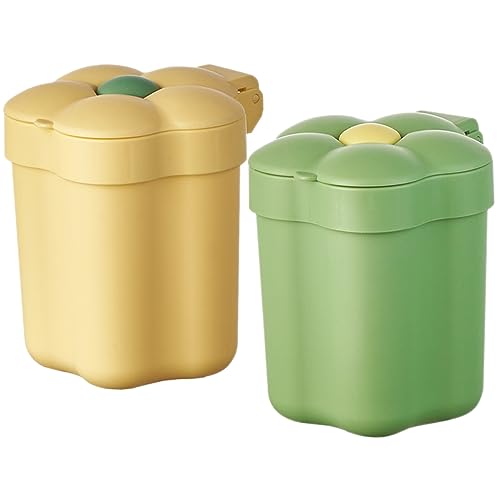 UKCOCO 2 Stück Blumenförmiger Mülleimer Mini Abfalleimer für Zuhause und Büro mit Deckel Süßes Design für Schlafzimmer und Schreibtisch Praktischer Abfallbehälter von UKCOCO
