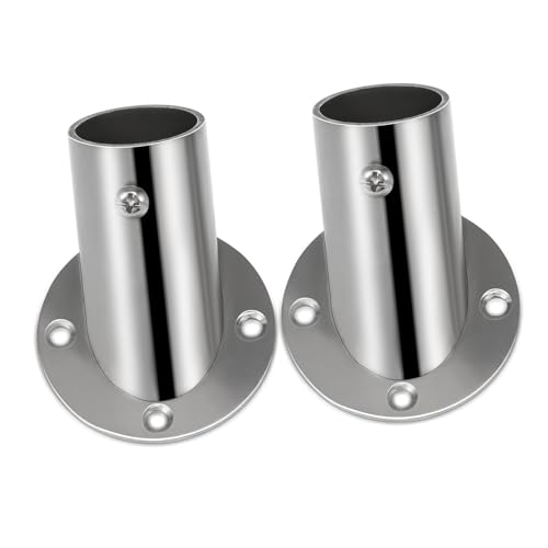 UKCOCO 2 Stück Duschvorhanghalter Schräger Flansch Sockel Halterung Korrosionsbeständig für Bad Kleiderstange Kleiderbügel Gardinenstangenhalterung von UKCOCO