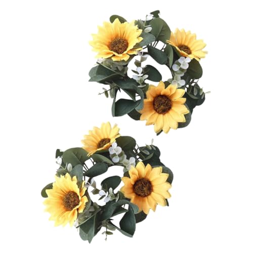 UKCOCO 2pc Künstliche Sonnenblumen Kerze Kranz Frühling Decor Eukalyptus Blatt Hochzeit Herzstück Realistische Floral Design UKCOCO 2pc Künstliche Sonnenblumen Kerze Kranz Frühling Decor Eukalyptus Blatt Hochzeit Herzstück Realistische Floral Design von UKCOCO