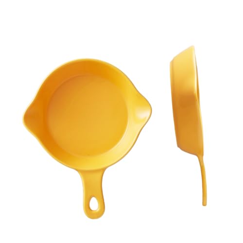 UKCOCO 2 Stück Teiliges Keramik Backblech mit Griff Vielseitige Haushalts Backform für Pasta Steak und Desserts Leuchtendem Gelb für Küche und Restaurant von UKCOCO