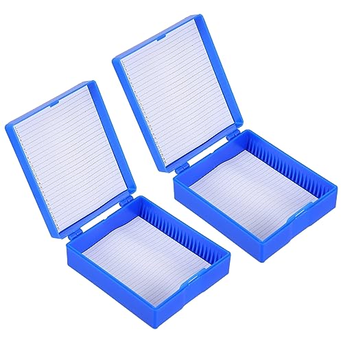 UKCOCO 2Pcs Objektträger Lagerung Box Gefüttert 20 Ort Objektträger Box Mikroskop Halter Multi Slots Storage Container für Labor（Zufällige Farbe von UKCOCO