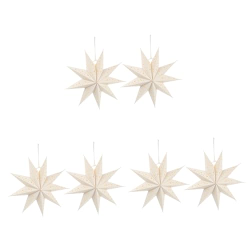 UKCOCO 3 Sätze Papierlaterne Mit Neunzackigen Sternen Weihnachts Party Weihnachtsdeko Weinachtendecor Hängender Sternenlampenschirm Girlande Weihnachtsstern Lampenschirm Weiß 2 Stück * 3 von UKCOCO