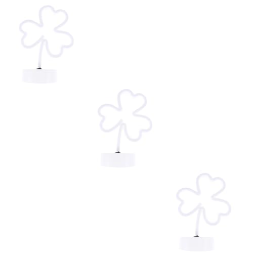 UKCOCO 3 Stk Neonschilder Leuchten Patricks Day Tafelaufsätze Geführtes Leuchtendes Kleeblatt-ornament Lampe Kleeblatt-leuchtreklame Süßes Nachtlicht Weiß Modellieren Kind Ladenschild von UKCOCO