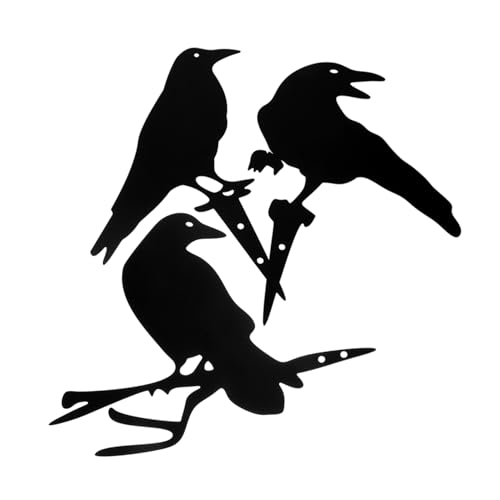 UKCOCO 3 Stück Teiliges Krähen Gartenfigur Metallornament für Außendekoration Langlebige Vogelornamente Eisen Rustikales Design für Garten und von UKCOCO