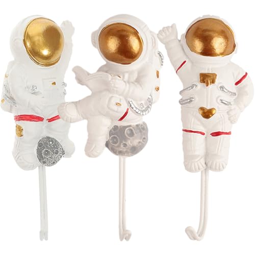 UKCOCO 3 Stück Wandhaken Astronautenform Kreative Selbstklebende Haken für Küche Bad und Wohnzimmer Stark Haftend ohne Bohren für Handtücher Schlüssel und von UKCOCO