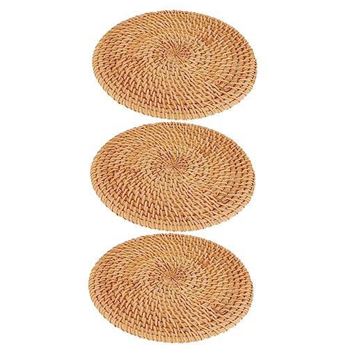 UKCOCO 3stücke Teiliges Handgewebtes Rattan Tischset Hitzebeständige Platzmatten Für Tischdekoration Für Und Kaffeetische Runde Untersetzer UKCOCO 3stücke Teiliges Handgewebtes Rattan Tischset Hitzebeständige Platzmatten Für Tischdekoration Für Und Kaffeetische Runde Untersetzer von UKCOCO