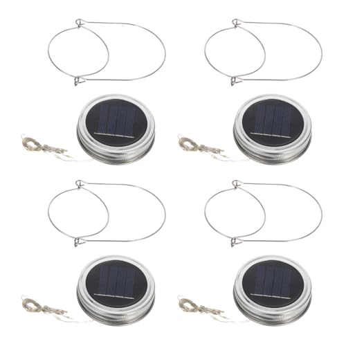 UKCOCO Solar Jar Ersatzdeckel: 4 Stück Teiliges Solar Jar Deckel Lichter Mit Led Lichterkette Für Außenbereich Zubehör Für Garten Balkon Und Terrasse,7 cm von UKCOCO
