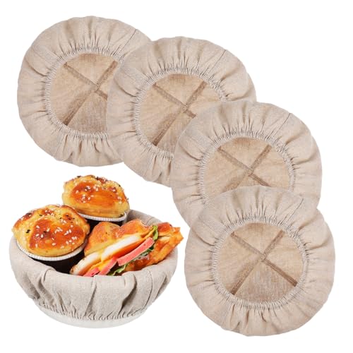 UKCOCO 4 Stück Teiliges Brotbackset mit Baumwoll Brotkorbtüchern Waschbare Gärkörbchen Einlagen Schützendes Strapazierfähiges Backtuch für Runde Brotkörbe Design für Brotaufbewahrung und UKCOCO 4 Stück Teiliges Brotbackset mit Baumwoll Brotkorbtüchern Waschbare Gärkörbchen Einlagen Schützendes Strapazierfähiges Backtuch für Runde Brotkörbe Design für Brotaufbewahrung und von UKCOCO