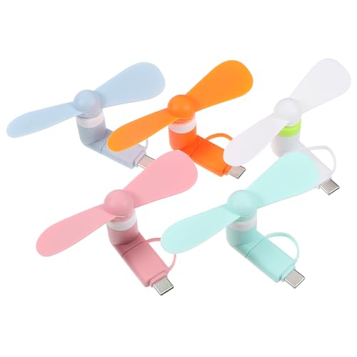 UKCOCO 5 STÜCKE USB Ventilator Klein Leise,Mini Handventilator Tragbarer Kompatibel für Typ C Und -Smartphone Zufällige Farbe von UKCOCO