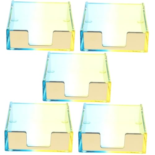 UKCOCO 5 Stück Acryl Notizbox mit Farbverlauf Büro Organizer für Memo Pads Praktischer Spender für Notizen Stilvoller Schreibtischzubehör zur Aufbewahrung von Bürobedarf von UKCOCO