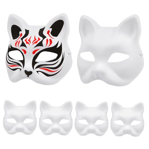 UKCOCO 6 Stück Teiliges DIY Katzenmasken aus Umweltfreundlichem Papier Unbemalte Blanko Masken zum Bemalen Hautfreundlich für Erwachsene für Cosplay Party und Karneval UKCOCO 6 Stück Teiliges DIY Katzenmasken aus Umweltfreundlichem Papier Unbemalte Blanko Masken zum Bemalen Hautfreundlich für Erwachsene für Cosplay Party und Karneval von UKCOCO