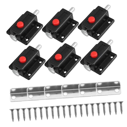 UKCOCO 6 Stück Teiliges Möbelbeschlag Federbelasteter Türriegel mit Druckknopf Schwarz für Schranktüren Möbel Hardware Türsicherung und Einfache Bedienung Geeignet für Schränke und von UKCOCO