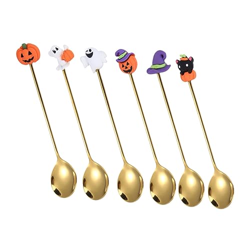 UKCOCO 6Stücke Teiliges Halloween Löffelset Dessertlöffel für Halloween Feiern Kürbis Hexenhut und Geist Motiven für Zuhause und Partys UKCOCO 6Stücke Teiliges Halloween Löffelset Dessertlöffel für Halloween Feiern Kürbis Hexenhut und Geist Motiven für Zuhause und Partys von UKCOCO