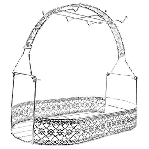 UKCOCO Europäischer Kaffee Tassenhalter aus mit Ablaufsystem Ovaler Organizer Silber Langlebiges Material Geeignet für Zuhause und Restaurant Abtropfregal für Gläser und Becher von UKCOCO