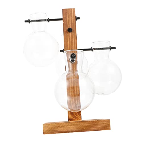 UKCOCO Wasserpflanzen Vase Mit Holzständer Moderne Tischvase Aus Glas Für Stilvolle Dekoration Für Hydrokultur Geschenkidee Für Pflanzenliebhaber Und Zuhause von UKCOCO