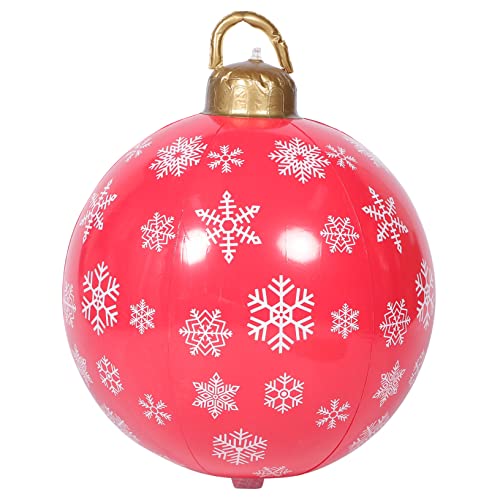 UKCOCO Große Aufblasbare Weihnachtskugel Rote PVC Dekoration mit Schneeflocken für Innen und Außen Vielseitig Hängend und Stehend Wetterfestes Weihnachtsornament für Garten und Party von UKCOCO