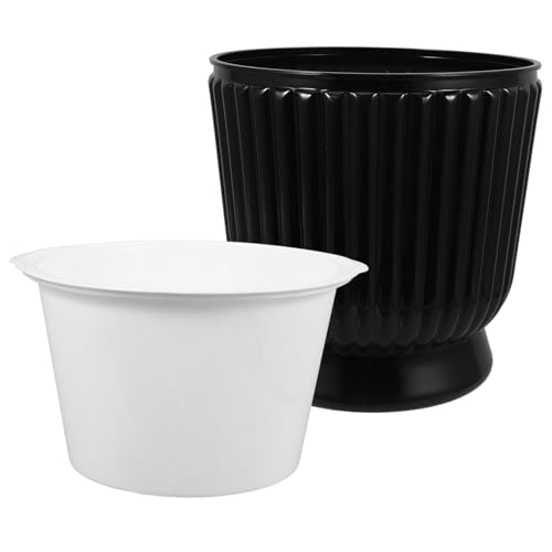 UKCOCO Hydroponische Vase Selbstbewässernde Pflanzgefäße Klare Selbstbewässernde Töpfe Selbstbewässernder Topf Blumentopf Plastikblumentöpfe Blumentöpfe Im Freien Das Haustier Dunkelgrau von UKCOCO