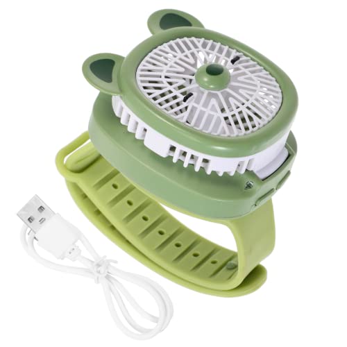 UKCOCO Kids Cartoon Wrist Fan USB Aufladbarer Handventilator Tragbarer Outdoor Lüfter Für Mädchen Für Schule Und Freizeitaktivitäten Grün-bär Design von UKCOCO