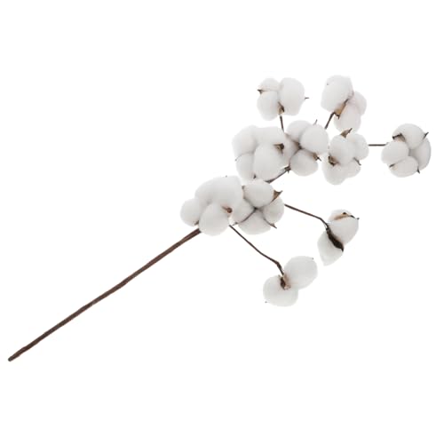 UKCOCO Köpfe Künstliche Baumwollzweige Getrocknete Dekoblumen Biegsame Stängel Natürlich Wirkender Füller für DIY Hochzeits und Wohnraumgestaltung Bauernhausstil Weiße Simulation Flowers von UKCOCO