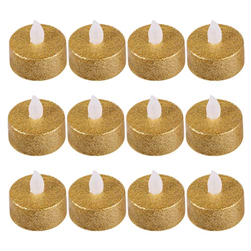 UKCOCO LED-Teelichter - 12 Stück Flammenlose Batteriebetriebene Elektronische Kerzen, Goldene Dekorative Lichter für Weihnachts- und Halloween-Dekorationen UKCOCO LED-Teelichter - 12 Stück Flammenlose Batteriebetriebene Elektronische Kerzen, Goldene Dekorative Lichter für Weihnachts- und Halloween-Dekorationen von UKCOCO