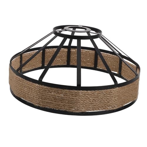 UKCOCO Industrieller Lampenschirm Jute-seil Vintage Boho Pendelleuchte Rustikales Metall-gitterdesign für Wohnzimmer Küche und Hotel Fassung von UKCOCO