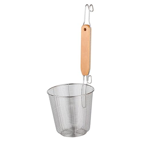 UKCOCO Nudelsieb mit Holzgriff Küchensieb zum Abtropfen von Nudeln und Pasta Hitzebeständig und Tragbar für Töpfe und Spülen von UKCOCO