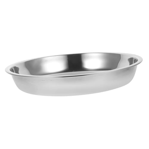 UKCOCO Speiseteller Aus Edelstahl Tablett Mit Flachem Boden Edelstahlplatte Servierpfanne Küchenplatte Aus Edelstahl Obstschale Servierschale Rostfreier Stahl Silver von UKCOCO