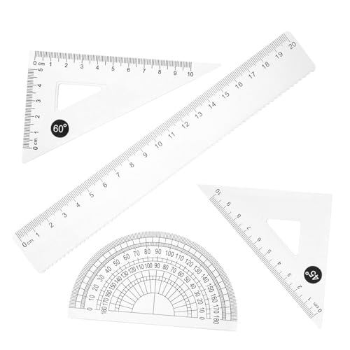 UKCOCO Teiliges Lineal Transparent mit Klarer Rasterung Dreieck und Winkelmesser Multifunktionales Zeichenwerkzeug für Schule Büro Kunst und Design von UKCOCO
