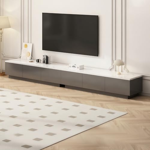 UKETO Holz Lowboard für Wohnzimmer - Wasserfest und Fleckenresistent, Modernes TV Board mit Stauraum(Black,240CM/94.5IN) von UKETO
