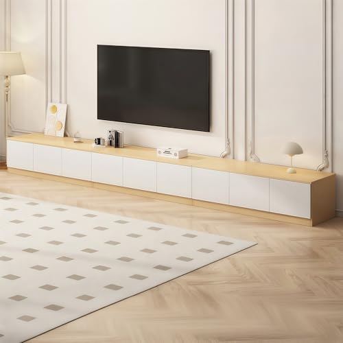 UKETO Holz Lowboard für Wohnzimmer - Wasserfest und Fleckenresistent, Modernes TV Board mit Stauraum(White,360CM/141.7IN) von UKETO