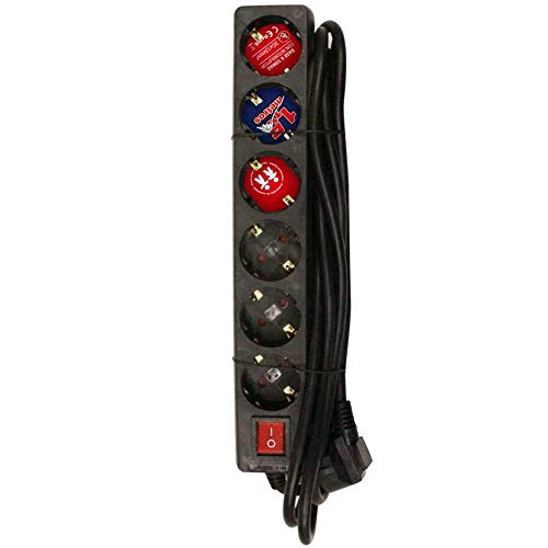 Sockel 6 Steckdosen innen 3 x 1,5 mm 1,5 m. Schwarz. von UKEW