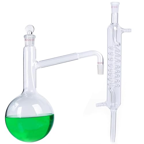 Labor Glas ätherisches Öl Destillieren Kolben+Serpentin Kondensator Glas Destillation Apparat Borosilikatglas Laborqualität Glaswaren Set (500ML) von UKFengHeng